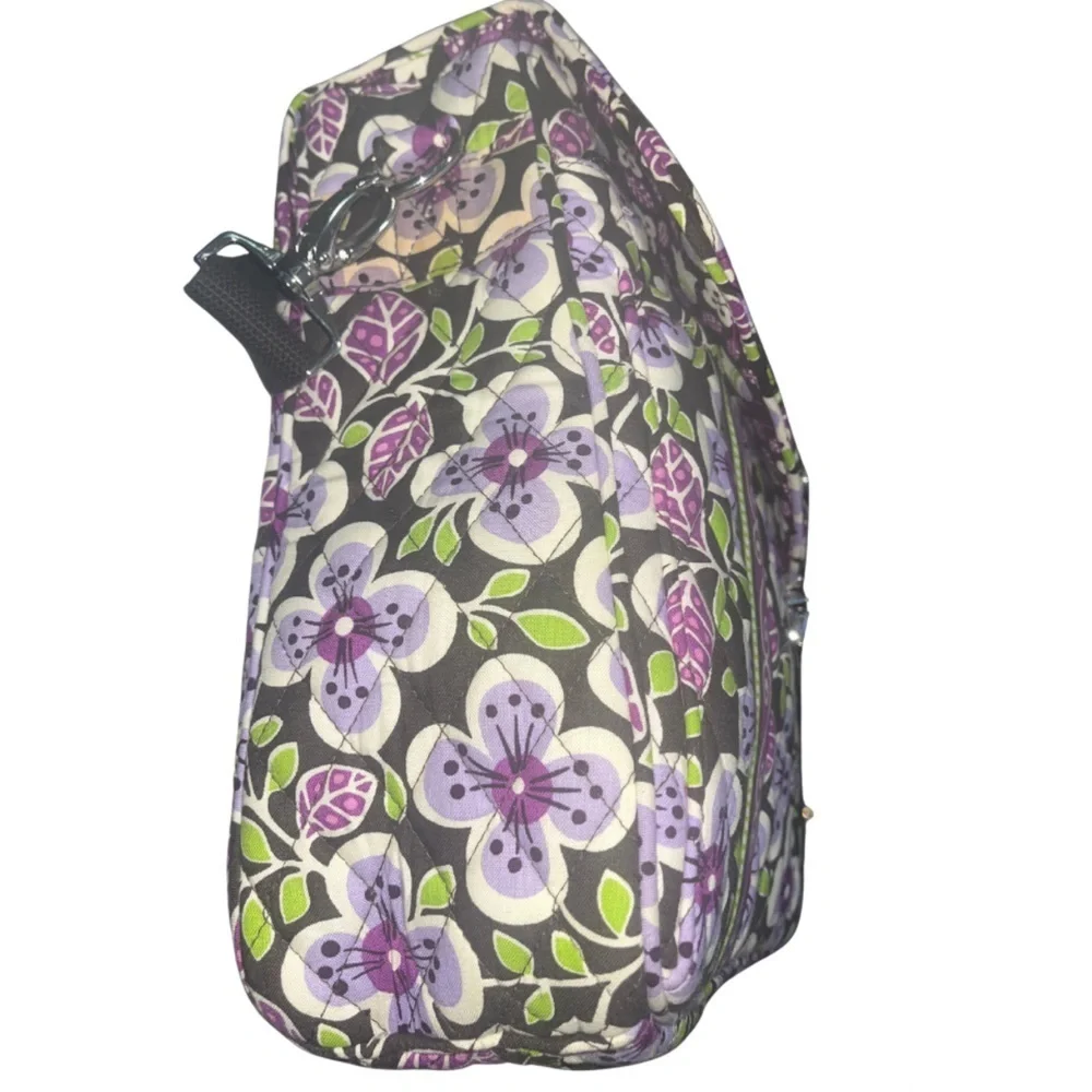 Vera Bradley Attache Laptop Messenger Bag Plum Petals Retired 14x12x4